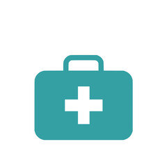 Obraz premium solid teal-colored first aid box icon with plus sign, modern minimalist design,white background