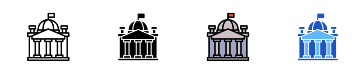 Government Building  Icon Set Multiple Style Collection
