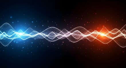 Colorful Dynamic Particles Sound Wave Blurred Lights Vector Abstract Background Beautiful Wave Shaped Array Of Glowing Dots