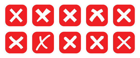 Vector of Red Wrong buttons Icon Set, Depicting Red Cross, Red cross vector illustration
