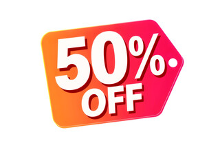 Unlock Savings with Our Latest 50% Off Offer Tag, Presented in Striking Pink and Orange on a Transparent Background, Ideal for E-commerce.