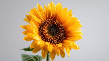 Obraz premium Sunflower Radiance: A close-up view showcases a vibrant, sunlit sunflower with its warm yellow petals and intricate central disc, evoking feelings of summer, happiness, and the beauty of nature.