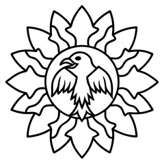 Sacred Eagle Mandala Outline Vector Illustration