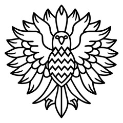 Sacred Eagle Mandala Outline Vector Illustration