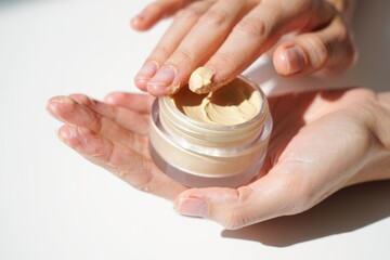Experience luxurious skincare with this rich cream moisturizer for radiant, healthy skin using natural light