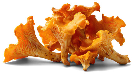 chanterelle mushrooms on white background