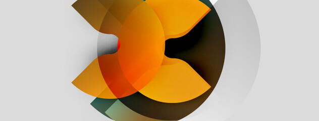 Obraz premium Abstract design features overlapping orange, brown shapes. Minimalist composition with subtle gradients, clean lines, white background.