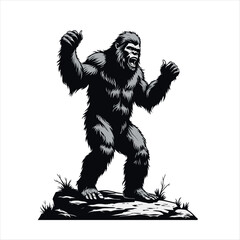 Black-and-white sketch illustration of Bigfoot