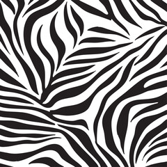 Zebra pattern stripes, wild animal print black and white. Zebra monochrome print, animal skin, tiger stripes, abstract pattern, line background, fabric. Poster, banner. Vector illustration EPS 10