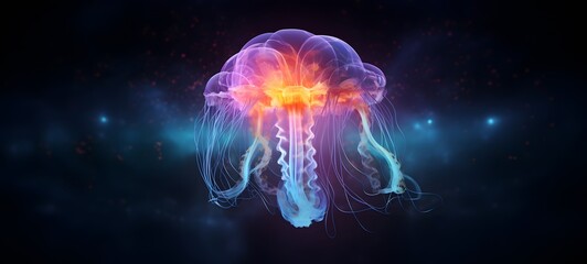 Fototapeta premium a light jellyfish , coming out of the smoke, generative AI