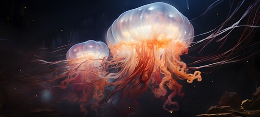 a light jellyfish , coming out of the smoke, generative AI