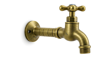 Old Style Metal Faucet on White Background
