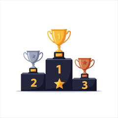 Gold silver bronze trophy cup podium award design