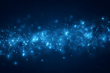 Blue background with a hexagonal pattern for a technology, science, 