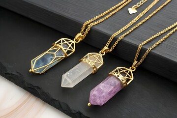 Asymmetrical Quartz Earrings - Handmade Crystal Jewelry