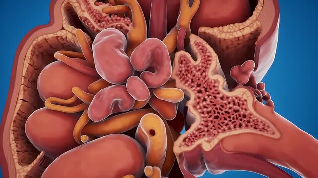 Cross-section view of human digestive and respiratory system