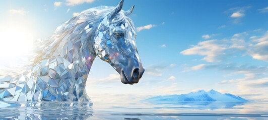 Beautiful crystal horse, dreamy style, generative AI