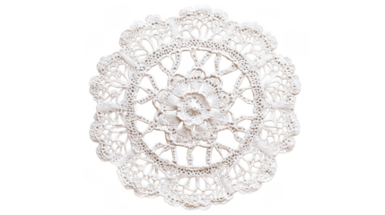 This lace doily features elegant floral motifs, perfect for home decor or special occasions