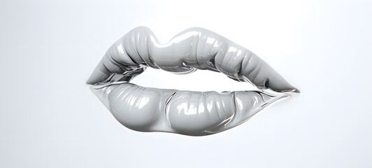 lip trace on glass. White background, generative AI