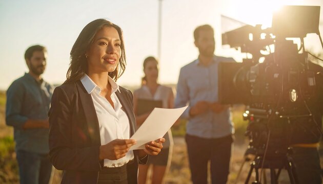 Outdoor News Reporter Reads Script