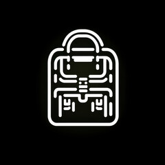 Fototapeta premium Backpack icon glowing in the dark.