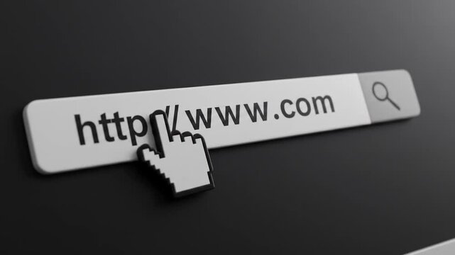 Typing Generic Website Address into a Simple Search Bar Close Up