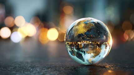 a futuristic world, where the digitalized globe within the glass sphere symbolizes the technological advancements and innovations that define the future.