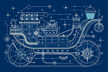 Detailed Blueprint of Santa's Futuristic Sleigh