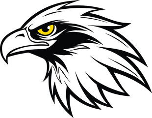Obraz premium Powerful Eagle Head Mascot Logo: Black and White Vector Illustration, Fierce and Bold Style, Perfect for Sports Teams or Corporate Branding.
