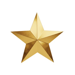 Obraz premium 3D Render of a Faceted Gold Star as a Success and Quality Symbol