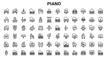 Piano Instrument Icons - Solid Black Music & Sound Symbols