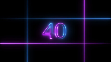 Abstract line and glowing neon number 40 illustration . on a black background. and creating a stunning 4k illustration .	