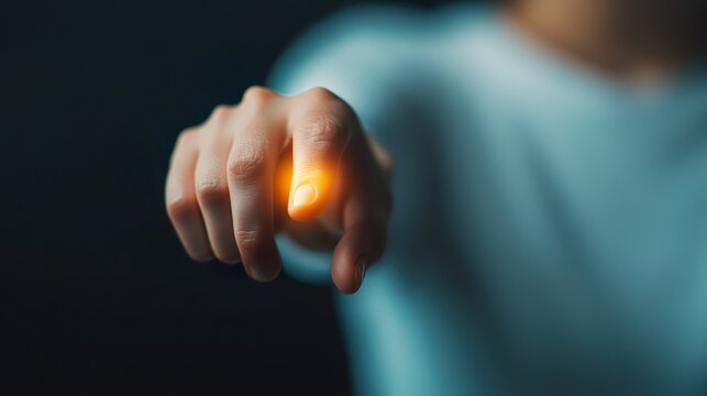 Personalized learning platform interactive module button, glowing icon, subtle finger press, digital interface. - Powered by Adobe