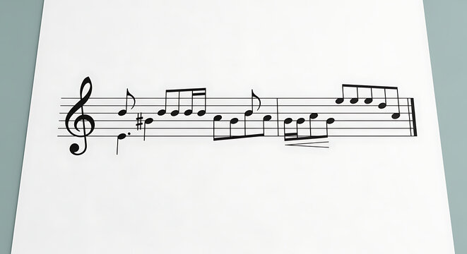 Close up of a white sheet of paper with musical notes and symbols printed on it in black ink back to school ai generated