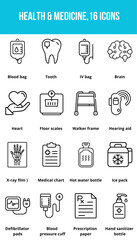 Fototapeta premium Medical icons depicting health care equipment and services 