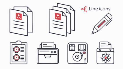 Document icons set in flat vector style for business web and office use