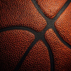 Obraz premium Close-Up Leather Basketball Texture. Background Out Of Focus. Sport Equipment