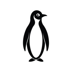 Stylized Black and White Penguin Illustration Standing Tall and Looking Ahead