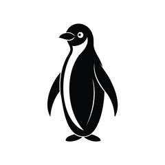 Minimalist silhouette of a penguin standing upright, presenting its front facing chest