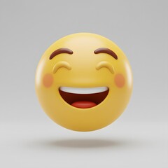 Fototapeta premium 3D Emoji Smiling Face on White Background