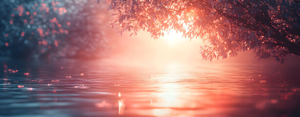 Sunrise over a Misty River