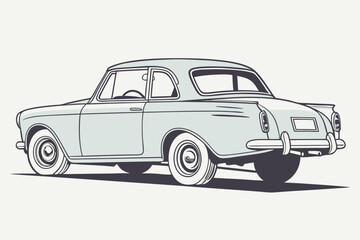 Classic Light Blue Vintage Car Illustration – Retro Automotive Design and Nostalgic Transportation Concept on Plain Background

