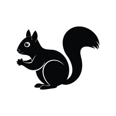 Squirrel silhouette with a bushy tail in a cute vector design