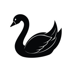 Fototapeta premium Black swan symbol or icon with smooth lines, elegant design