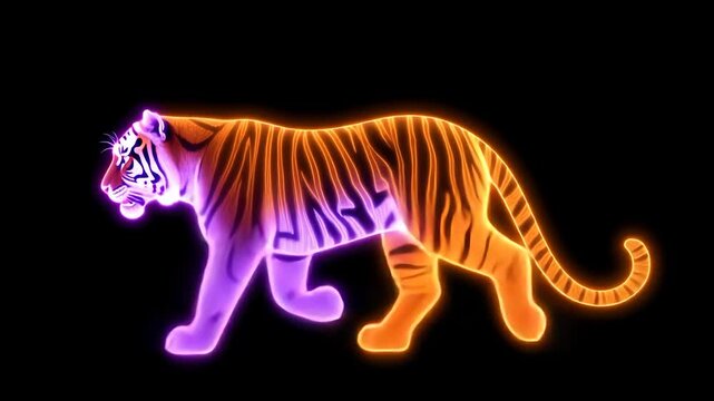Glowing Tiger Silhouette: Neon Wildlife Art