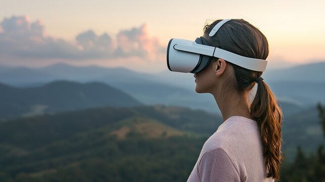 Personalized virtual reality therapy headset lens, subtle light reflection, clear image, immersive view.