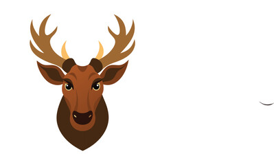 Brown moose head with large antlers on white background