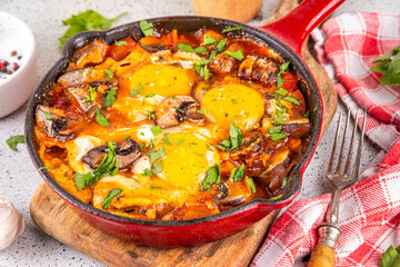 Mushroom Baked Eggs Shakshuka