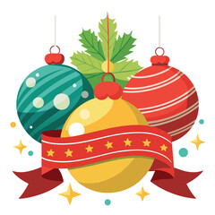 beautiful christmas balls banner with text space