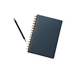 Pen and notepad isolated on transparent or white background, png
